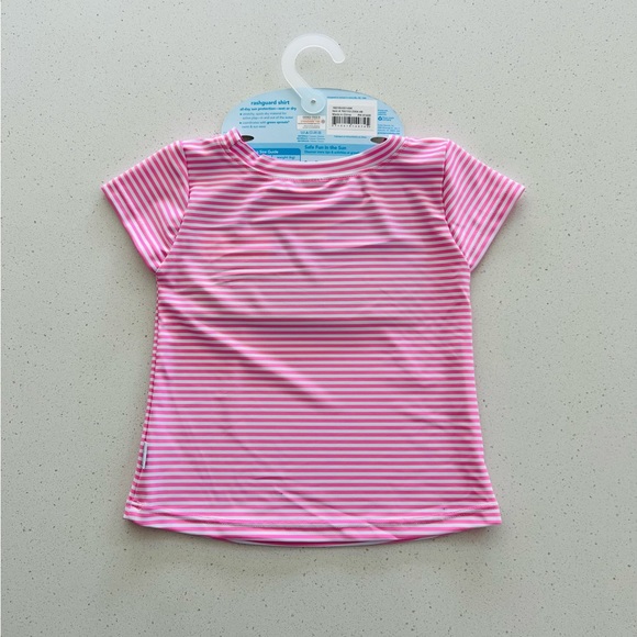 NEW i play. Rashguard Shirt Pink and White Stripes Toddler Girls Size 4T NWT - Picture 11 of 14